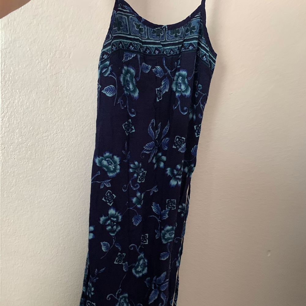 Blue Floral dress with small slits on the side